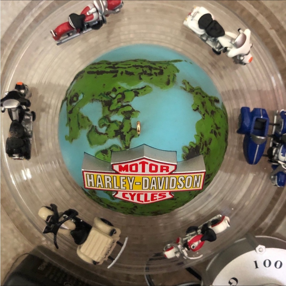 Vintage Hallmark Harley-Davidson Motorcycles Globe Ornament Around the World